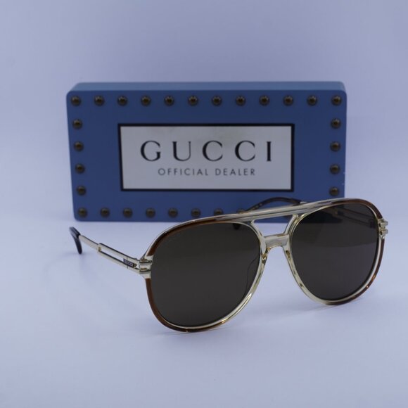 Gucci GG1104S 002 Aviator Sunglasses – Gold/Brown - Picture 5 of 11
